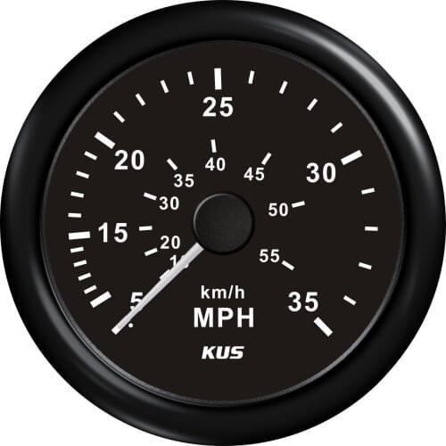 KUS Boat Speed Gauge Marine Pressure Speedometer Pitot Tube Pressure Signals 0-35MPH 85mm