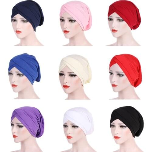 India Cap Muslim Scarf Women Chemo Hat Beanie Skullies Scarf Turban Head Wrap Bonnet Hair Loss Hat Islamic Arab Stretch Fashion