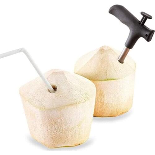 Stainless Steel Coconut Opener Tool Punch Tap Knife Drill for Fesh Coconut Water Juice