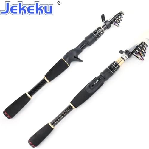 JEKEKU 1.8m 2.1m Spinning Fishing Pole Travel Rod Telescopic Carbon Fishing Rod M Power Ultralight Travel Casting Fishing Rod