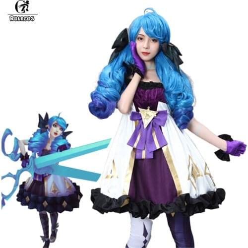 ROLECOS LOL Gwen Cosplay Costume Game LOL Gwen Cosplay Lolita Dress Costume for Women Outfit Halloween Carnival Suit With Tights