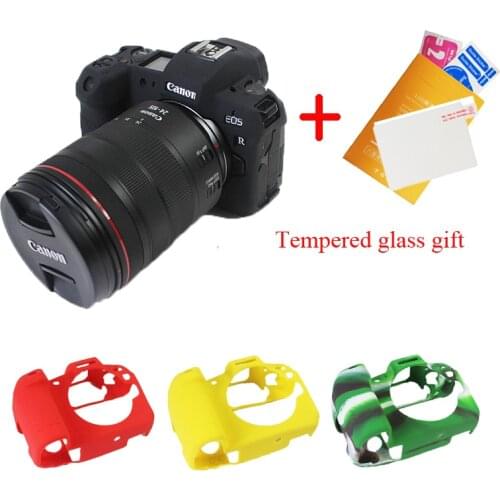 Nice Soft Camera Bag Silicone Case For Canon EOS R R5 EOS R6 Rubber Camera case Protective Cover Skin + Tempered glass gift