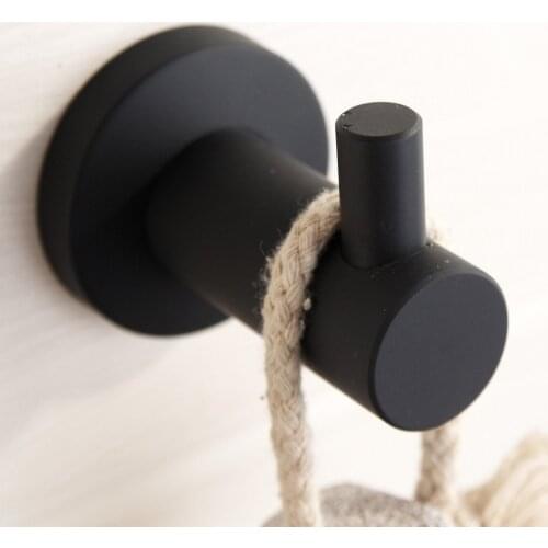 Leyden 304 Stainless Steel Blackened Finish Robe Hook Wall Hook Modern Bathroom Towel Cloth Coat Hooks Bathroom Accessories
