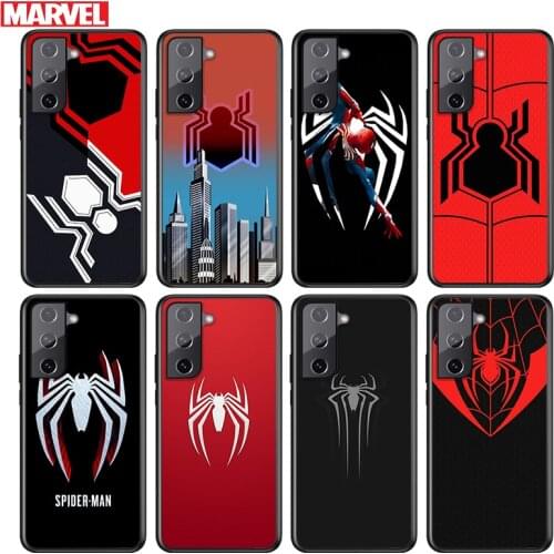 Marvel Spider-Man Logo For Samsung Galaxy S21 S20 FE S10e S10 S9 S8 S7 S6 Ultra Plus Lite 5G Edge Black Soft Phone Case