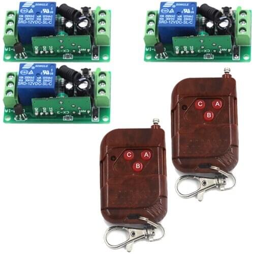 MITI- 200M DC 12V 10A 1 CH RF Wireless Remote Control Switch 2 Transmitter + 3 Receiver Remote System SKU: 5380