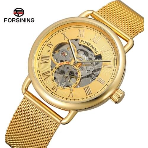 2020 Fashion Luxury Simple Mechanical Watch Men Silver Mesh Strap Ultra Thin Design Classic Dress Wrist Watch Man Gift