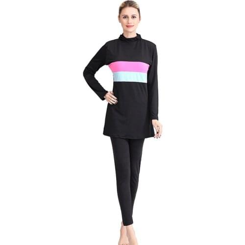 Muslim Swimwear Islamic Women Modest Patchwork Hijab Long Sleeve Bikini Beachwear Burkinis Wear Bathing Suit Plus Size 5XL