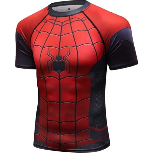 Fitness Training Tights Raglan Sleeve Compression Shirts Men 3D Printed T shirts Short Sleeve Cosplay Costume Tops Male