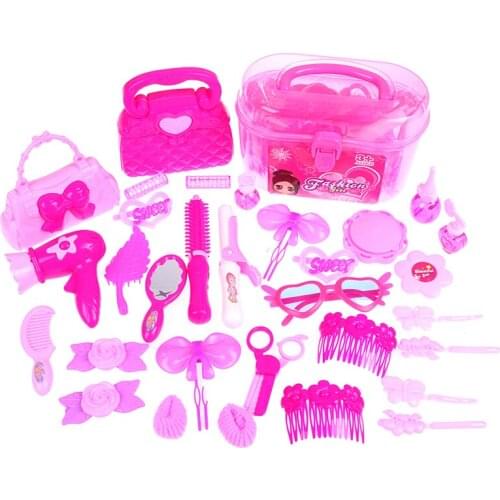 25/32PCS Pretend Play Kid Make Up Toys Pink Makeup Set Princess Hairdressing Sim