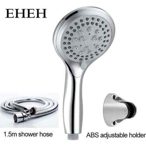 EHEH 5 Function Round Rain Shower Head Sets Wall Mounted Bathroom Shower Hose+Shower Holder +Adjustable Handhold Showerhead
