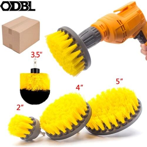 Electric Drill Brush Kit Plastic Round Power Scrubber Carpet Glass Car Tire Nylon Brushes Bathroom&Shower Cleaning Non-scratches