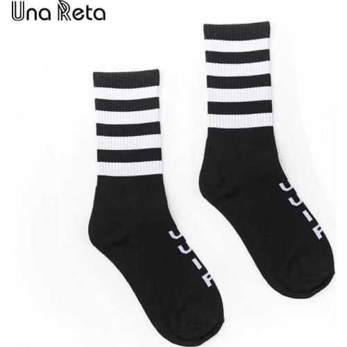 Una Reta Stripe Mens Socks Hip Hop Crew Socks 100% Cotton Print New Casual High Street Cool Lovers Hip Hop Skateboard Socks Men