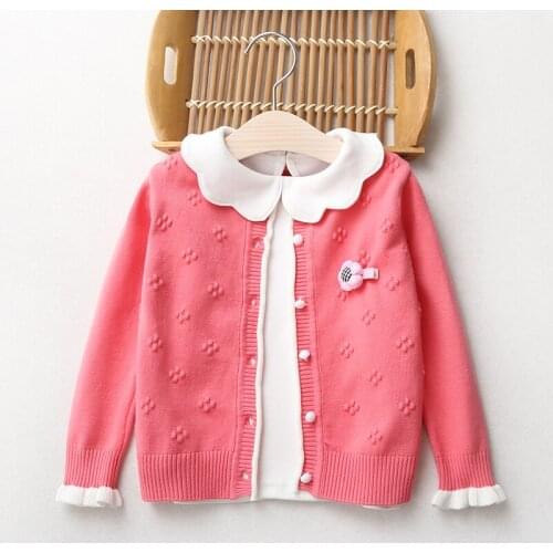 2018 Spring Fall New Children Cotton Knitwear Baby Girls Cute Cardigan Jacket Little Kid Fashion Embroidered Knitted Sweater B12