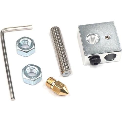 New 3D printer accessories aluminum heating block 1.75mm consumables threaded pipe 0.4mm nozzle 1.5mm wrench set
