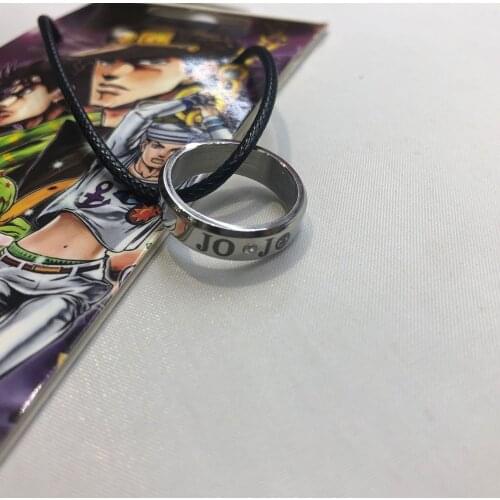 Japanese Anime Demon Slayer Jojos Bizarre Adventure Full-time Hunter Volleyball Youth Cosplay Ring Necklace 2021