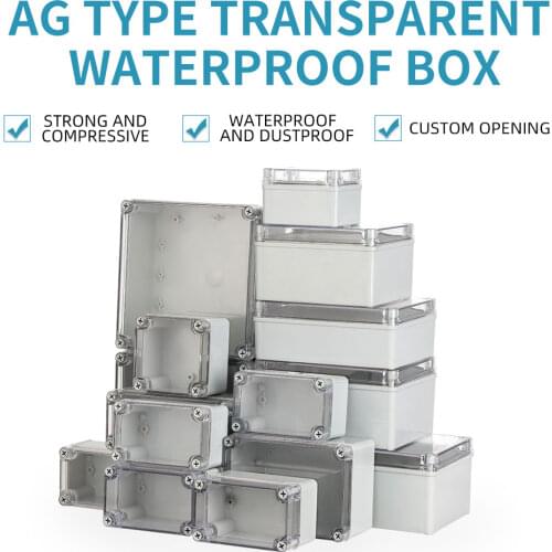 IP67 AG Series Transparent Cover Outdoor Waterproof DIY Electrical Junction Box ABS plastic Enclosure Case Distribution box