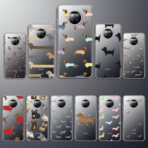 Cartoons Dachshund Bulldog Phone Case Transparent for Xiaomi mi Redmi note 10 t 8 9 pro lite 11 Samsung S 8 9 10 20