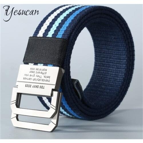Mens Jeans Simple Waistband BELTS Male Gift Braided Man Custommize105-140cm Simple Black Canvas BELT Blue Gray Beige Pin Buckle