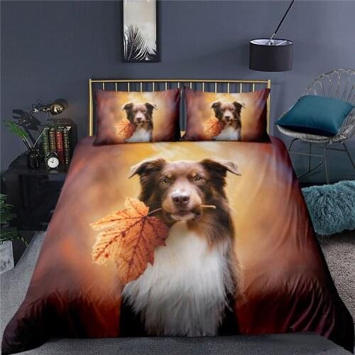 Luxury 3D Cute Dog Print Home Living Duvet Cover Pillowcase Kids Bedding Set Queen and King EU/US/AU/UK Size Bedding Sets