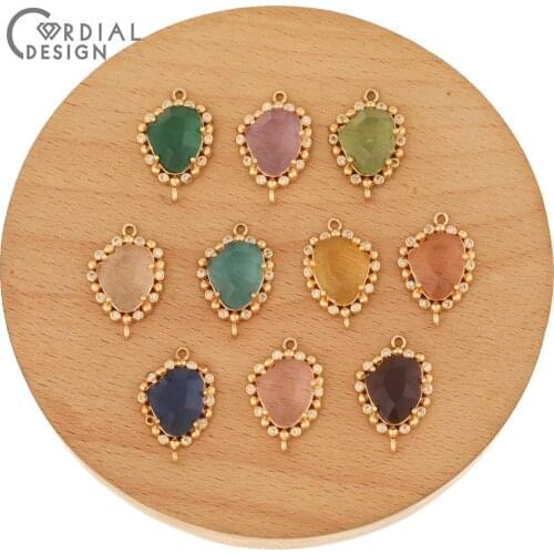 Cordial Design 50Pcs 14*22MM DIY Connectors/Jewelry Accessories/Hand Made/Jewelry Findings & Components/CZ Charms/Earring Making