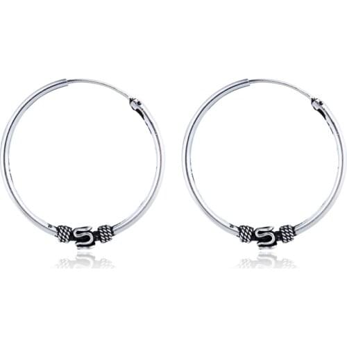 24mm Gypsy Boho Circle Hoop Earrings Handmade Vintage Metal Color Cool Small Big Endless Hoop Earring For Women Bijoux Jewelry