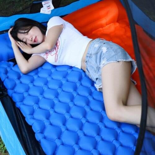 Outdoor Sleeping Pad Camping Inflatable Mattress with Pillows Travel Mat Folding Bed Ultralight Air Cushion Hiking Trekking