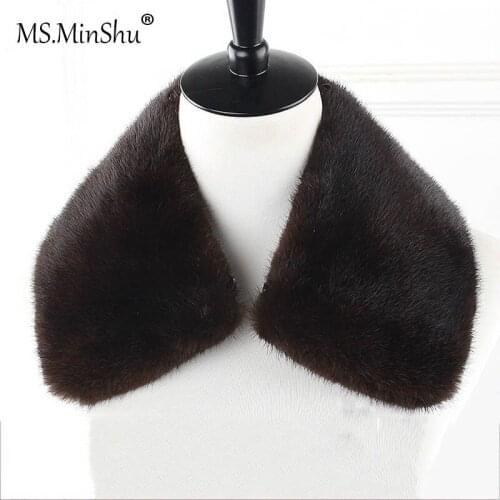 Ms.MinShu Genuine Mink Fur Collar Detachable Real Fur Collar For Men Jacket Natural Mink Fur Trim Neck Warmer Custom Made