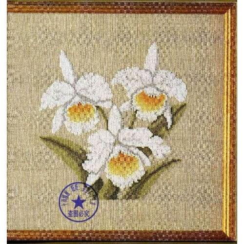 Top Quality hot selling classical lovely counted cross stitch kit orchid elegant white flower flowers