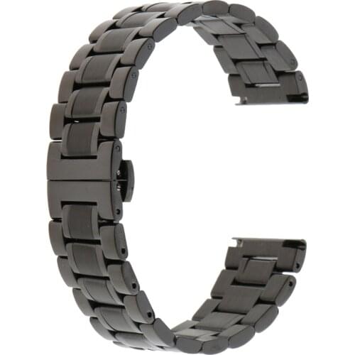 Stainless Steel Watch Band Butterfly Buckle Clasp For 22mm Strap Replacement