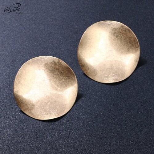 Badu Uneven Round Stud Earring Women Gold Vintage Jewelry Big Punk Fashion Daily Wearing Alloy Metal Drop Shipping