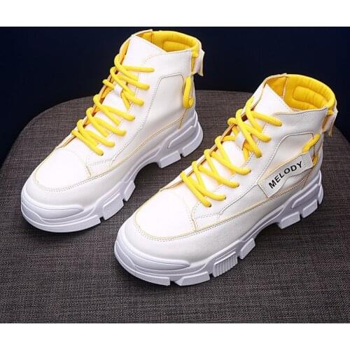 Women Athletic Fashion Lace-up Breathable High-top Non-slip Sneakers Casual Platform Shoes Chunky Vulcanized Shoes Women U27-33