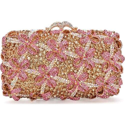 Female Blue Pink Color Rhinestone Clutch Purse Evening Bags Party Clutches Bags Fashion Women’s Prom Wedding Mini Bridal Purses
