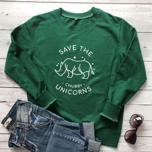 Save The Chubby Unicorns Sweatshirt Cute Animal Lover Gift Pullovers Funny Women Jumper Enviorment Kindness Sweatshirts