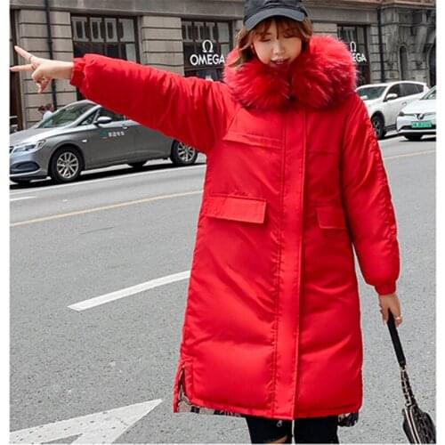 2020 Winter High Quality Two-Sided Wear Hooded Fur Collar Long Sleeves Womens Self-Cultivation Warm Cotton-Padded Clothes 192