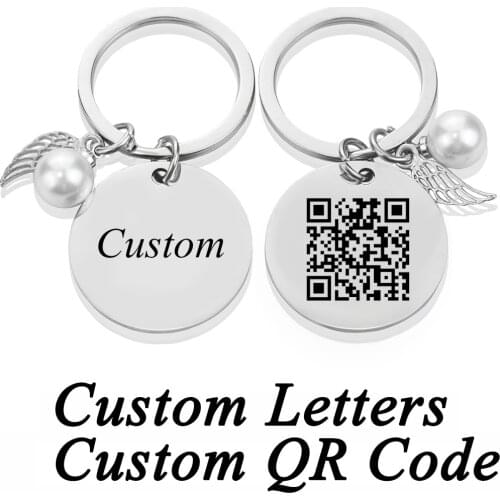 1pc Customize Music Code Engraved Keychain Personalized Custom QR Code Metal Lettering Text Key Chains Jewelry Lover Gift