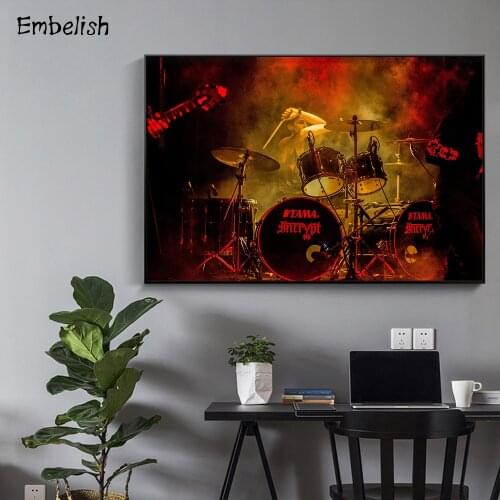 1 Pieces Hot Drum Kit Musical Instrument Wall Posters For Home Decor Bar Large Pictures For Living Room HD Canvas Oil Paintings