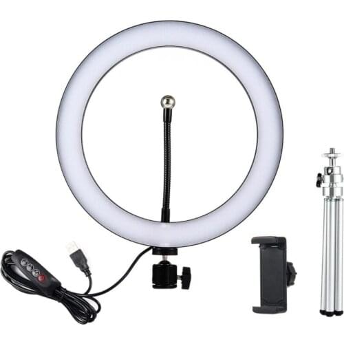 10.23" LED Ring Light 3 Light Modes Table Lamp with Tripod Stand Cell Phone Holder for Youtube Live Streaming and Makeup