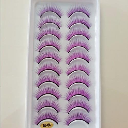 10 pairs 3D Natural False Eyelashes Purple fake Lashes Long Makeup 3D mink lashes Extension Thick Long 3D False Eyelashes