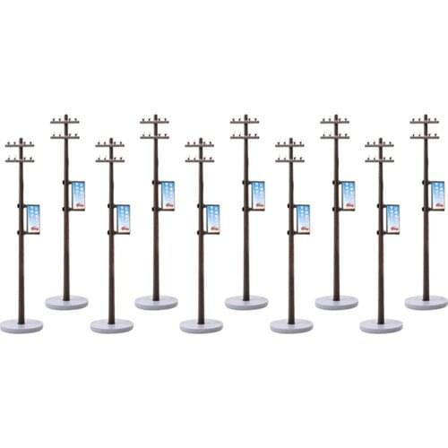 10Pc 1:87 Plastic Electric Line Pole for Train Railroad LANDSCAPE LAYOUT HO
