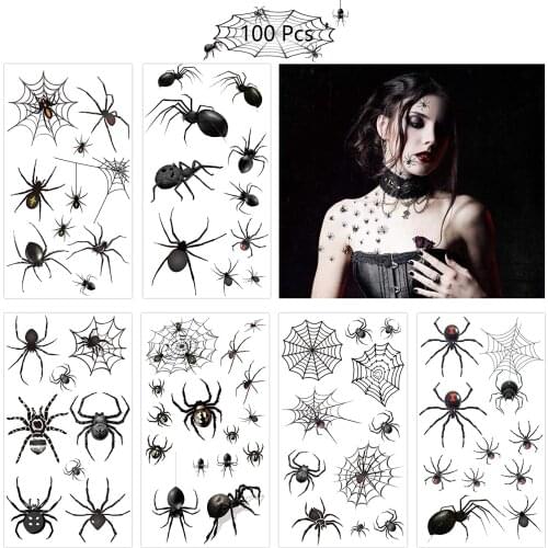 Metable 120pcs Spider Webs Face Tattoos & Cobweb Temporary Stickers for Bachelorette Carnival Cosplay Costume halloween Party