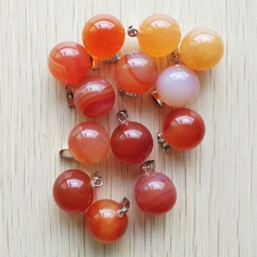 2017 fashion high quality Natural red onyx stone ball shape charms pendants for jewelry making 12pcs/lot wholesale free shipping