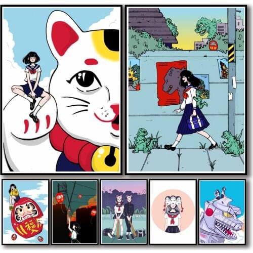 22 Designs Geni Riot Artwork Fox Mask Girl Whitepaper Poster Homedecal Fancy Wall Sticker for Coffee House Bar