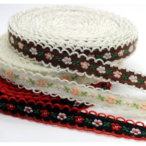 3 yards 1.2 cm Flower Embroidered Webbing Lace Trim Bags Headdress Garment Trimmings Wedding Ribbon 15 Colors DIY Crafts Cusack