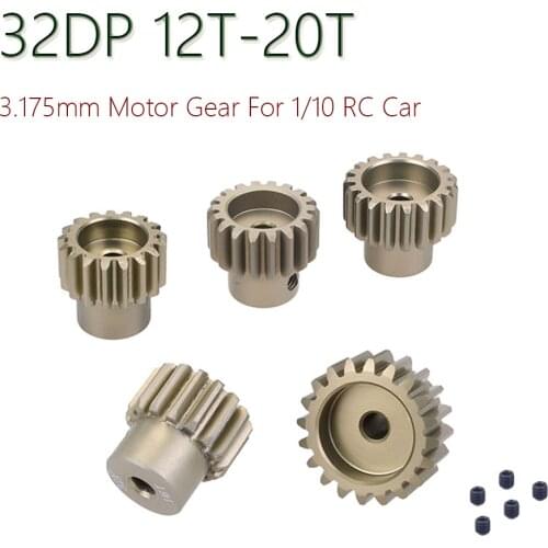 32DP 3.175mm 12T 13T 14T 15T 16T 17T 18T 19T 20T Metal Pinion Motor Gear Set for 1/10 RC Car Truck Brushed Brushless Motor