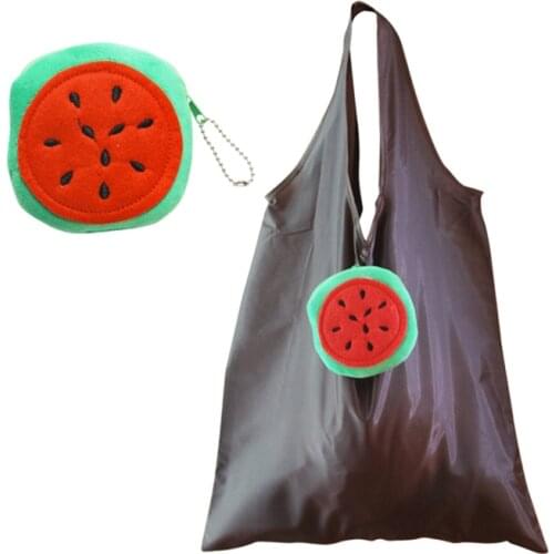 40PCS / LOT Cartoon Stuffed Watermelon Shopping Bag Folding Tote Bag Eco Reusable Shopping Storage Bag