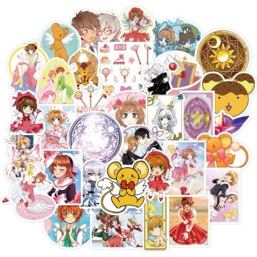 50PCS Card Captor Sakura Anime Waterproof Wall Sticker for Laptop Notebook Guitar Car