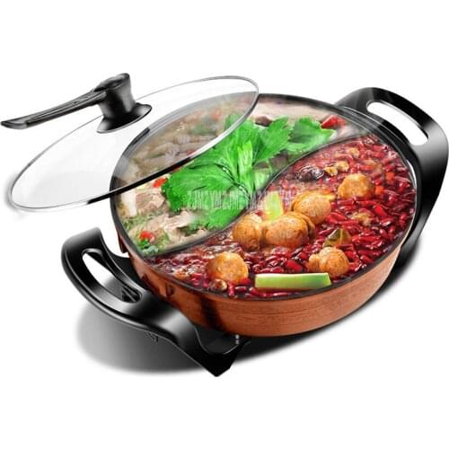 5L 1500W 2-Flavor Multifunctional Electric Hotpot Cooker Non-Stick Coating Frying Pan Stewing Soup Stir-fry Multi Cooker 220V