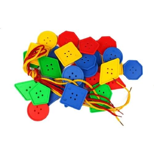 70Pcs Monterssori Beads Toys Baby DIY Geometric Digital Buttons Stringing Threading Beads Toy TeachingFor Kids