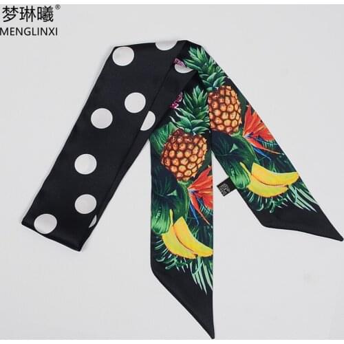 Pineapple Banana Design Brand Scarf Women Silk Scarf Bag Scarves Skinny Wrist Towel Foulard Dot Neckerchief Headband For Ladies