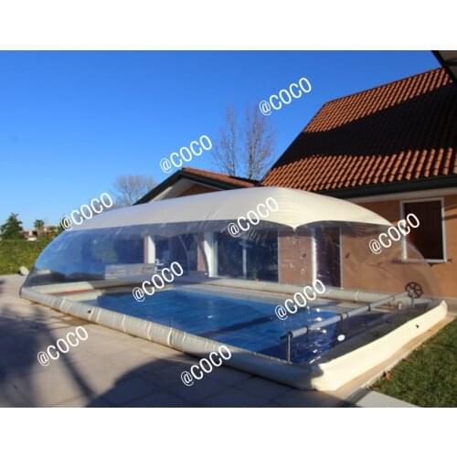Free air ship to door!customized big waterproof inflatable transparent dome tent/commercial clear swimming pool cover